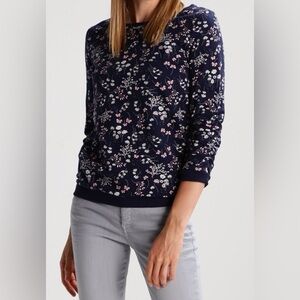 🌻TOM TAILOR DENIM WOMEN’S NAVY BLUE FLORAL PRINT SWEATER-SIZE MEDIUM